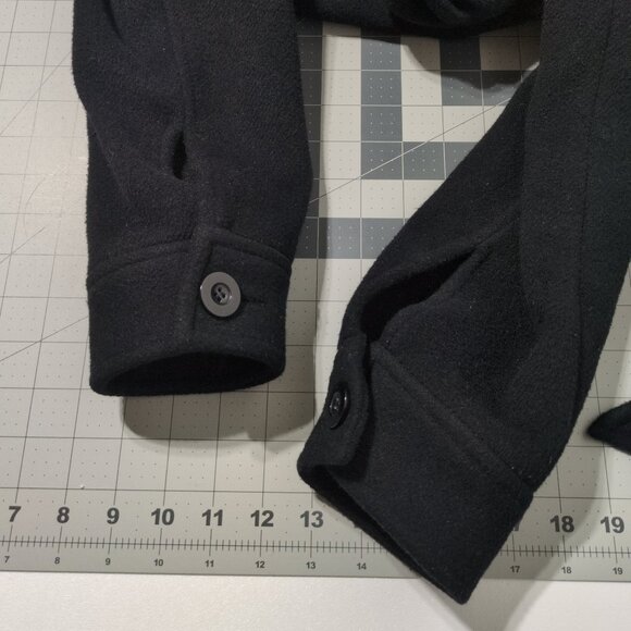 & Other Stories Jacket Size XSmall Black Wool Blend Belted Mid Hip Length Button - Picture 10 of 16